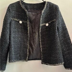 Elegant Black Tweed Jacket